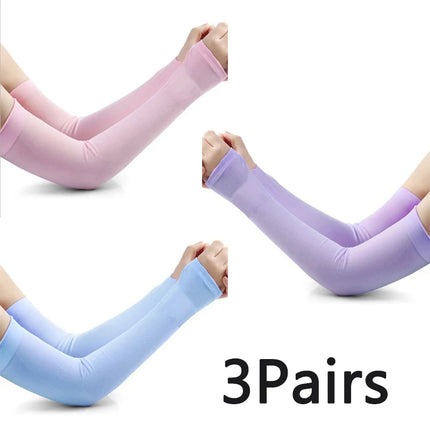 Ice Silk Sleeve Sunscreen Cuff Arm Sleeves Long Gloves Sun UV Protection Hand Protector Cover Anti-Slip Summer Outdoor Riding