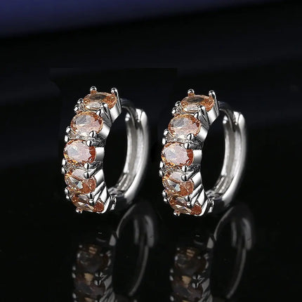 High-quality 925 Sterling Silver Crystal Fashion Circle Hoop Earrings for Woman Wedding Party Gift Street Versatile Jewelry