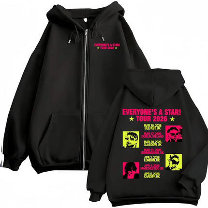2026 5 Seconds of Summer Everyone's A Star World Tour Zip Up Hoodies Men Women Harajuku Hip Hop Gothic Jacket Sweatshirt Hoodie