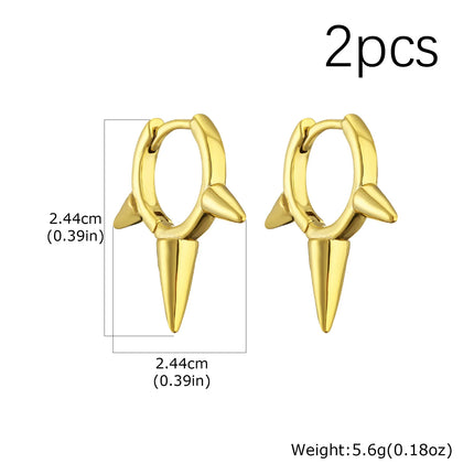 Creative Gothic Punk Rivet Heart Hoop Earrings, Stainless Steel Geometric Piercing Earrings, Unique Cool Jewelry for Party