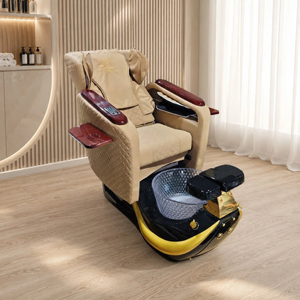 Professional Nail Salon Pedicure Massage Chair, Reclining Foot Spa Chair with Side Manicure Tray & Foot Rest Equipment Furniture