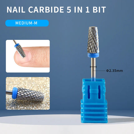 Tungsten Carbide Electric Nail Drill Bits,Nail Carbide Bit, 3/32" Shank Tapered Bar, Professional Manicure Pedicure Tool