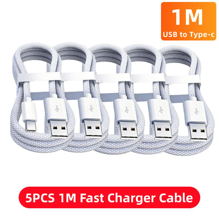 5PCS USB C Cable to USB C 100W Fast Charging Charger Cable Supports Fast Charging For iPhone 16 15 17 Samsung Xiaomi Huawei etc