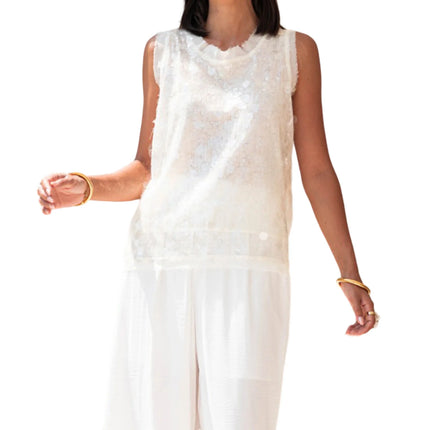 Y2K Women's Summer Shiny Sequins Vest Sleeveless Round Neck Fashionable Party Tank Tops