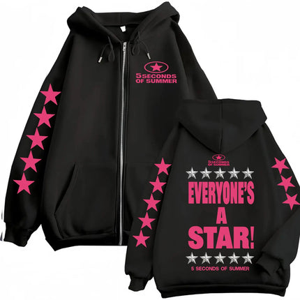 2026 5 Seconds of Summer Everyone's A Star World Tour Zip Up Hoodies Men Women Harajuku Hip Hop Gothic Jacket Sweatshirt Hoodie