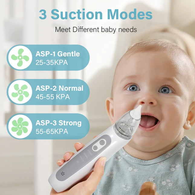 Nasensauger für Babys, elektrischer Nasensauger für Kleinkinder, automatischer Nasenreiniger mit Musik und 3 Silikonaufsätzen