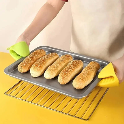 2pcs Thicken Baking  silicone oven mitts Microwave Oven Glove Heat Insulation Anti-slip Bowl Pot Clips kitchen gloves