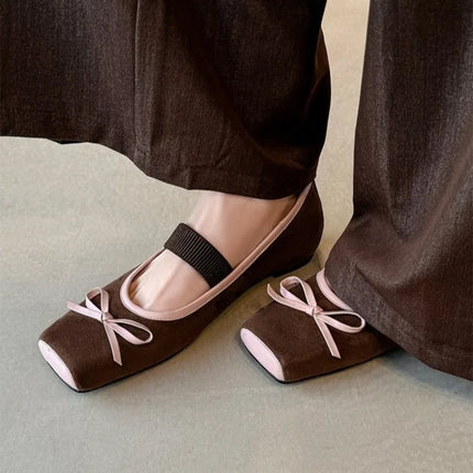 Retro Soft-soled Multi-color Bow Elastic Inner-height Mary Jane Women's Single Shoes