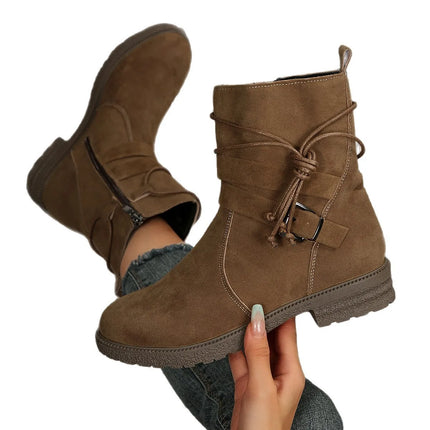 Autumn Fashion Women Round Toe Platform Wedges Comfortable Non-slip Ankle Boots Plus Size Shoes for Women 36-43 Women Footwear