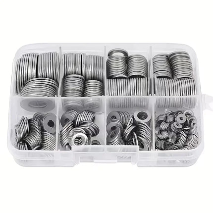 Stainless Steel Flat Washer Assortment Kit (M2, M2.5, M3, M4, M5, M6, M8, M10) - Suitable for Home Decorations& - product ima