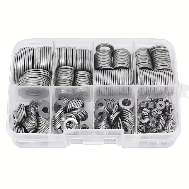 Stainless Steel Flat Washer Assortment Kit (M2, M2.5, M3, M4, M5, M6, M8, M10) - Suitable for Home Decorations& - product ima