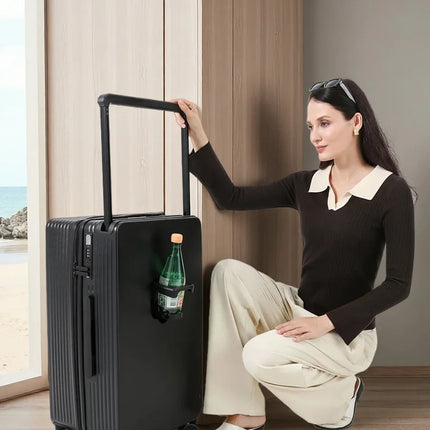 20+14'24+14' Luggage Set with USB & Cup Holder TSA Lock 360° Wheels Side-standing Foot Hook PC+ABS Suitcase Foldable Travel Case