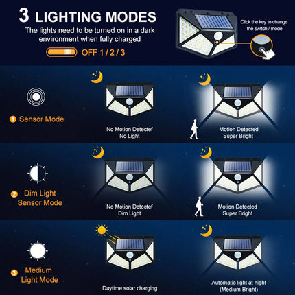 12Pack Outdoor Solar Lights 3 Modes Motion Sensor Lights Waterproof Wall Lights for Backyard Garden Patio Yard Garage Deck Porch