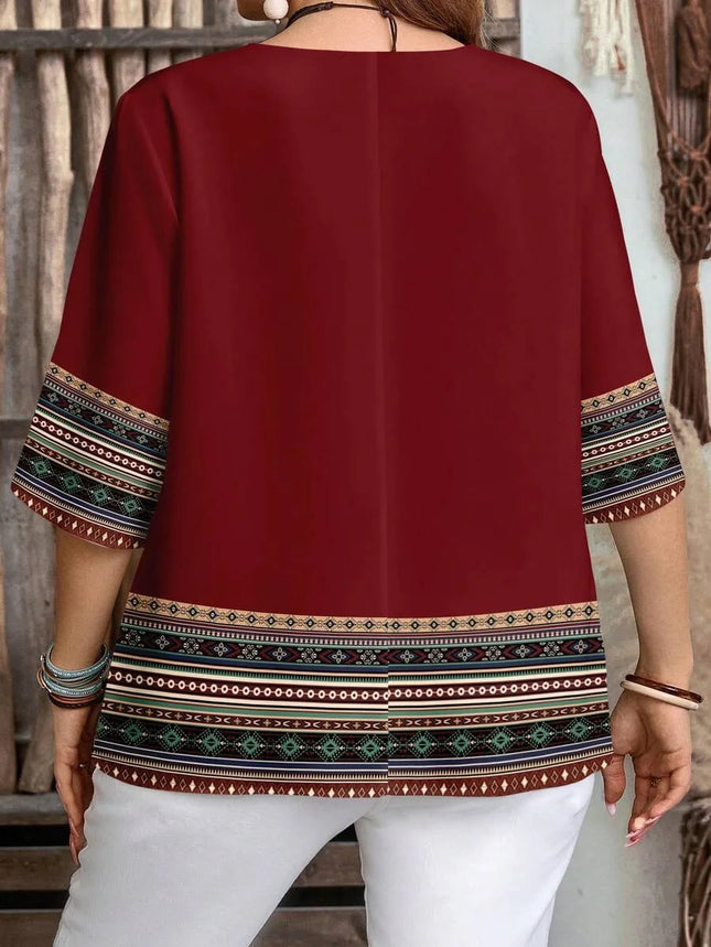 Camisa de manga corta informal con botones delanteros y estampado retro nuevo de primavera/verano/otoño para mujer de talla grande, atuendo esencial de verano