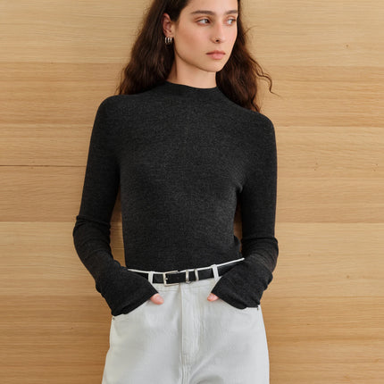 Premium Series German Biella Wool Autumn Super Fine Washable Seamless One-Piece Mock Neck Thermal Base Layer