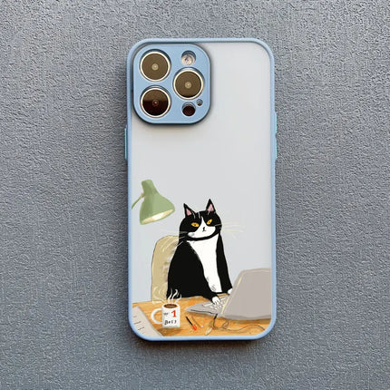 Cute Cartoon Dog Cat Phone Case For iPhone 17 16 15 11 12 14 13 Pro Max Mini X XS XR 7 Plus 17E Shockproof Matte Cover Fundas