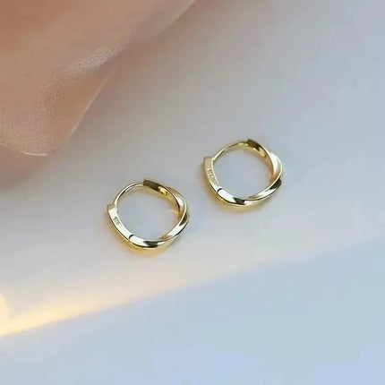925 Sterling Silver Round Stud Earrings for Women Simple Inlaid Design Hoops Earrings Wedding Party Jewelry Accessories Gifts
