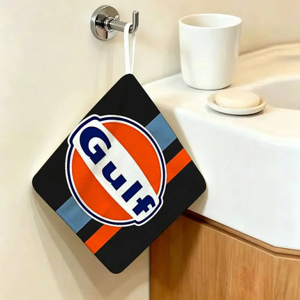 G-Gulf Racing Car Logo Household Hanging Towel, Polyester Cotton Hand Wiping Towel, Sturdy For Bathroom Bedroom