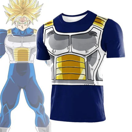 Dragon Ball Z Vegeta Saiyan Armor 3D Printed T-Shirt Men's Casual Short Sleeve Anime Cosplay Tee Summer Children's T-shirt