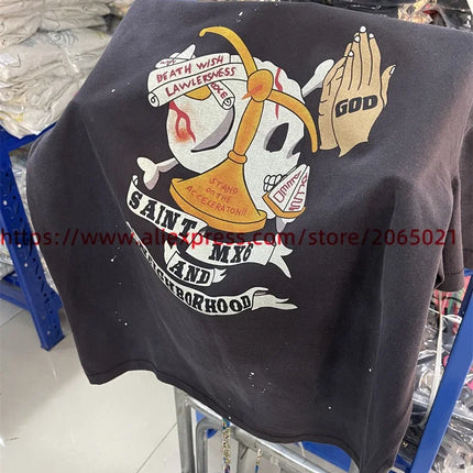 Washed Saint T-Shirt Men Women Best Quality Tee Tops Vintage T Shirt