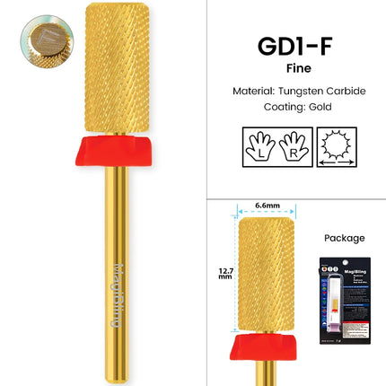 Gold Carbide Nail Drill Bits Milling Cutter Large Barrel Pro Reversed Durable Granding Polishing Tools Accessories 4XC