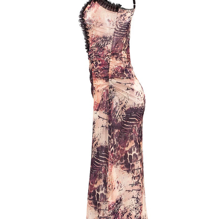 Summer Black Sheer Mesh Beach Dress Elegant Sexy Lace-Up Cardigan Slim Maxi Dress Long Sleeve Holidays Party