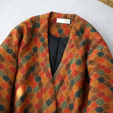 Bohemian Batwing Sleeve Jacket Women's Vintage Print Coat Loose Kimono Style Cardigan Warm Quilted for Autumn Winter w597