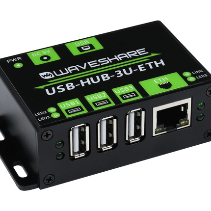Waveshare Industrial Grade Multifunctional USB HUB Extending 3x USB Ports + 100M Ethernet Port Stable And Smooth