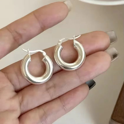 VENTFILLE 925 Sterling Silver Geometry Hoop Earring for Women Minimalism Classic Office Versatile Fashion Jewelry Gift Dropship
