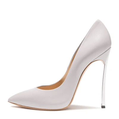 Rose Matte Leather High Heels Stilettos Metallic Heels Women Sexy Pointy Toe 10CM Blade Heels Pumps Slip On Party Ball Shoes