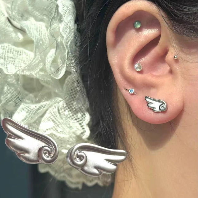Y2K Wings Earrings Vintage Frosted Angel Ear Stud for Women Fashion Creativity Wings Earrings Korean - product image 7