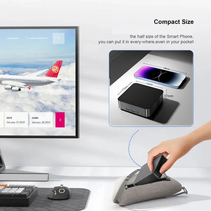 Portable Mini PC Windows 11 Pro intel Core i3 6100U 16GB RAM 1TB 2TB SSD PC Computer Dual WIFI 6 BT5.2 4K HD Mini Pc Desktop