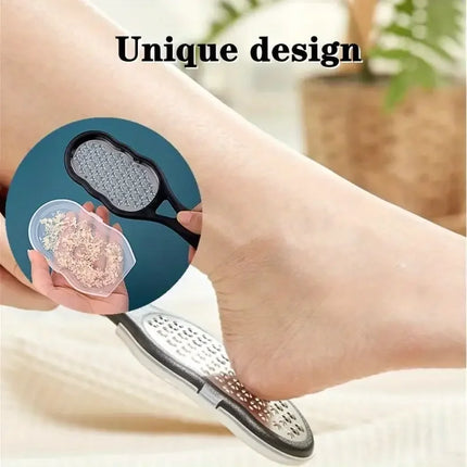 Stainless Steel Foot File - Anti-Splash Ergonomic File with Coarse/Fine Grit, Durable for Home Pedicure & Holiday - product i
