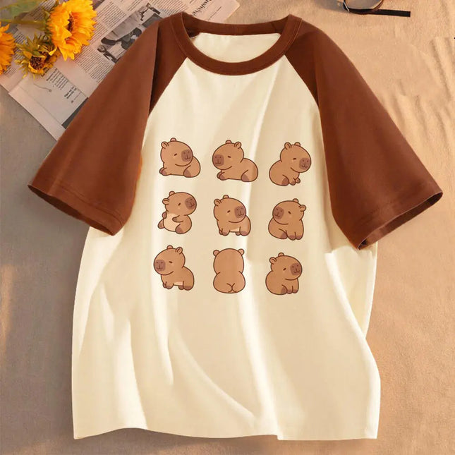Capybara Kapibara shirt female kawaii Grunge women graphic t-shirt Comfortable University Graphic korean - product image 14
