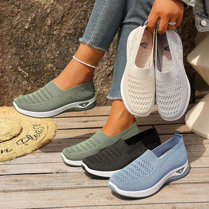 Women's Breathable Knit Sneakers Spring Summer Lightweight Casual Walking Shoes Microfiber Durable All Season Outdoor Daily
