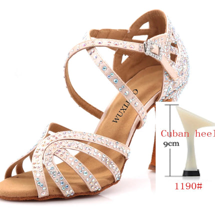 WUXIJIAO Jazz Shoes Latin Dance Shoes Female Latin Salsa Girl Casual Shoes Silver Bronze Skin