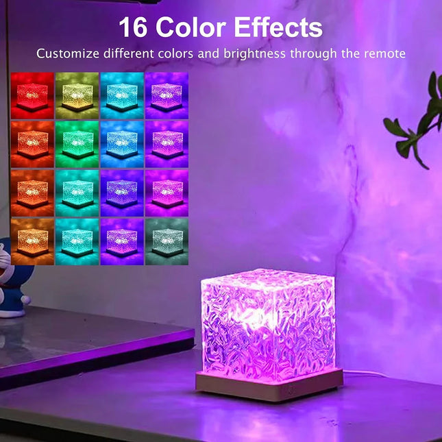 New RGB 16 Colors Night Light Remote Ocean Wave Projection Lamp Aurora Projector Lights Home Decor Rechargeable Table Nightlight