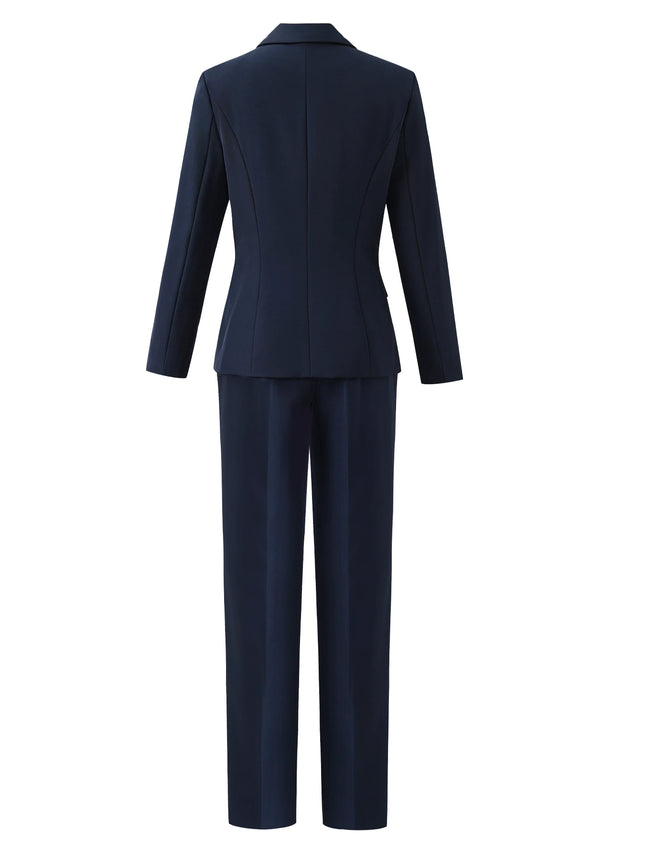 Single-Breasted Notch Lapel Suit Set: Slim-Fit Blazer & Formal Trousers, Minimalist Commuter Style with - product image 2