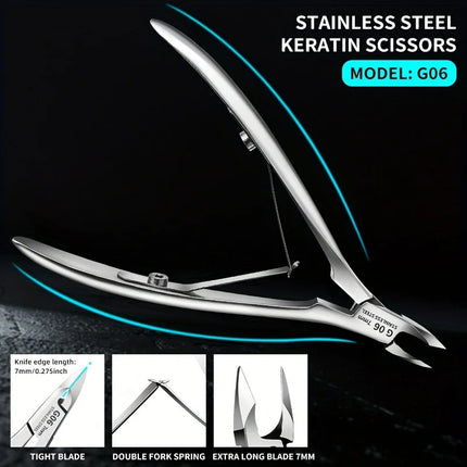 Professional Stainless Steel Cuticle Trimmer with Sharp Blade - Dual Spring Nail Clipper for Precise Manicure & Pedicure