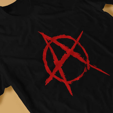 Anarchy Anarchist Symbols Red Tshirt Homme Men's Clothing Polyester T Shirt For Men