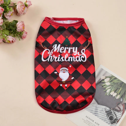 Cute Cat Vest Christmas Pet Costume For Small Medium Dogs Cats Apparel Funny Santa Claus Print Kitten T-shirt Dress Up Clothing