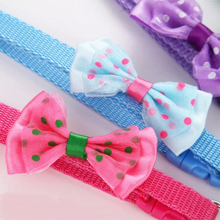 Fashionable bow dog and cat collar soft and comfortable pet accessory set with bell universal collar for cats and dogs