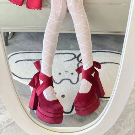 Designer Platform Women Mary Jane Shoes Ladies Fashion Cross-tied Thick High Heels Women's Elegant Dress Pumps Chunky Shoes