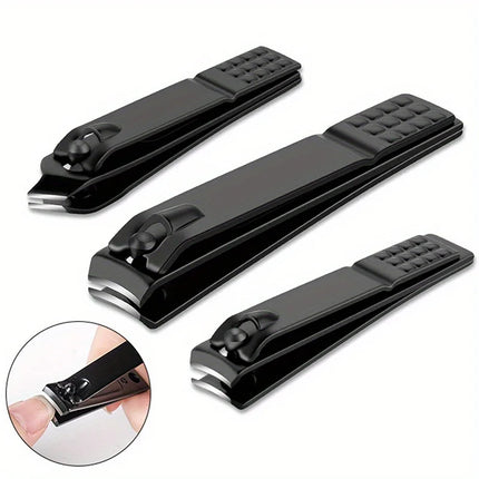 4-piece Black Stainless Steel Nail Clipper With Nano Glass File Polishing Nail File Manicure Tool Set - product image from BS