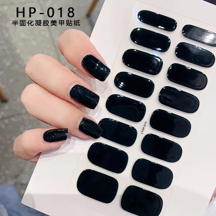 Semi Cured Wraps Fast Gel Nail Sticker Soild Nail Gel Wraps Adhesive Full Cover Gel Nail Decal UV Lamp Cured Manicure Decoration