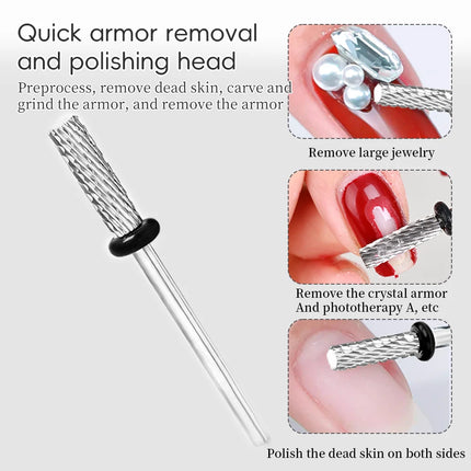 KANIU 1PCS Tungsten Steel Nail Drill Bits Hand Care Nail Removal Buffing Head For Nail Removal Shaping And Filing In Nail Salons