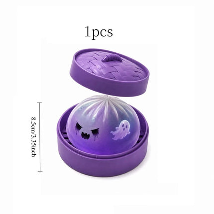 Glitter Halloween Ghost Dumplings Squishy Soft Slow Rebound Resilience Decompression with Steamer Stuffed Shark Bun Gift
