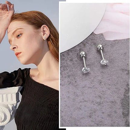 1-12 Pairs Shiny Zirconia Cartilage Stud Earring Tragus Helix Piercing Barbell Star Heart Ball Cartilage Earrings Set for Women