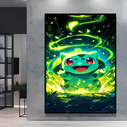 Japanese Anime Canvas Paintings Pokemon Pikachu Poster Cartoon Character Picture Bright and Clear Colors High Quality Home Decor