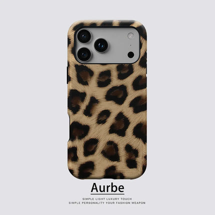 Aurbe Matte 2-in-1 Film Magsafe Case For iPhone 17 16 15 14 Plus 17 Pro Max Shockproof Hard Shell Classic Leopard Pattern Case
